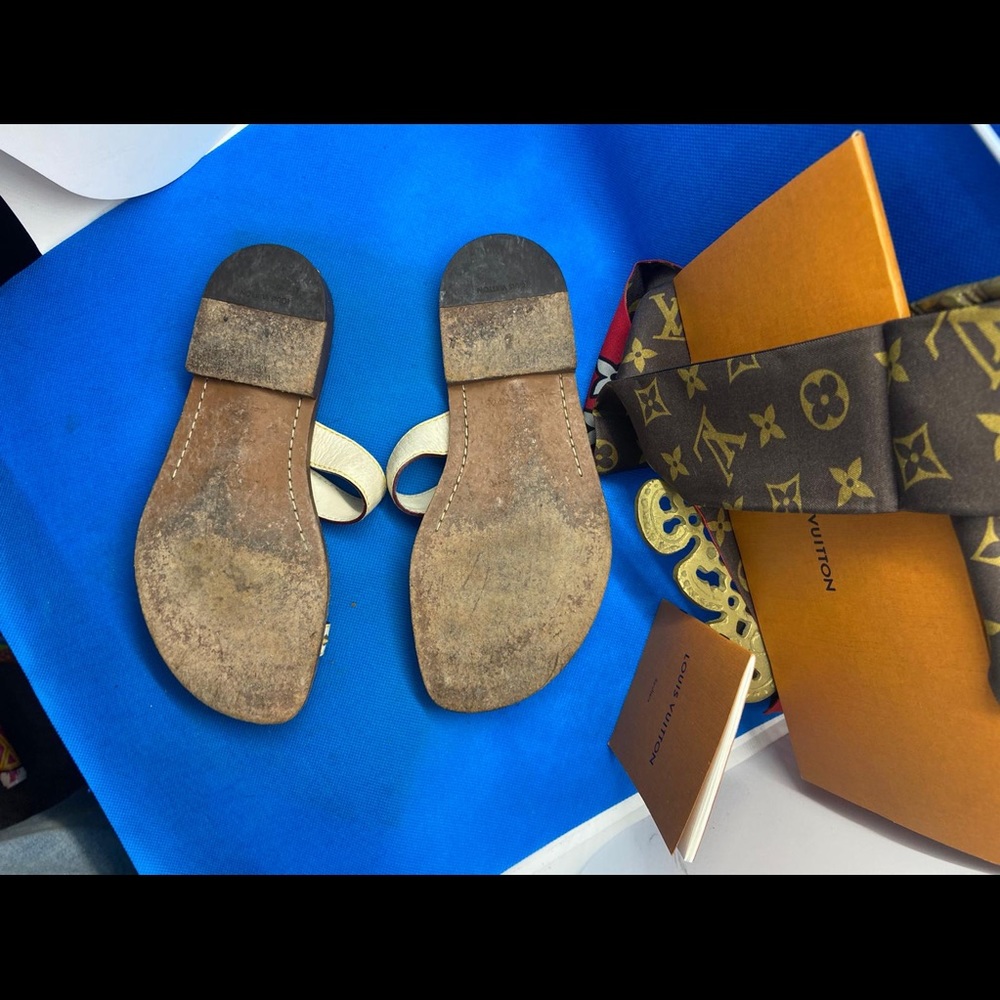 LV Louis Vuitton rare leather sandals 35 - Picture 6 of 16